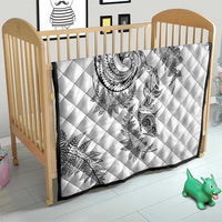 New Zealand Sea Animals with Maori Tribal Tattoo Quilt Shark Manta Ray with Silver Fern White LT03 - Polynesian Pride
