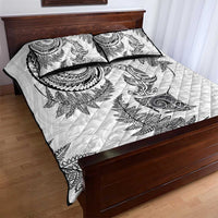 New Zealand Sea Animals with Maori Tribal Tattoo Quilt Bed Set Shark Manta Ray with Silver Fern White LT03 - Polynesian Pride