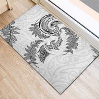 New Zealand Sea Animals with Maori Tribal Tattoo Rubber Doormat Shark Manta Ray with Silver Fern White LT03 - Polynesian Pride
