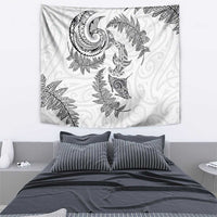 New Zealand Sea Animals with Maori Tribal Tattoo Tapestry Shark Manta Ray with Silver Fern White LT03 - Polynesian Pride