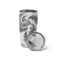 New Zealand Sea Animals with Maori Tribal Tattoo Tumbler Cup Shark Manta Ray with Silver Fern White LT03 - Polynesian Pride