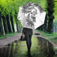 New Zealand Sea Animals with Maori Tribal Tattoo Umbrella Shark Manta Ray with Silver Fern White LT03 - Polynesian Pride