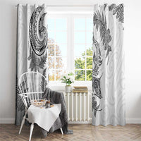 New Zealand Sea Animals with Maori Tribal Tattoo Window Curtain Shark Manta Ray with Silver Fern White LT03 - Polynesian Pride