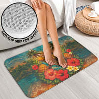 Hawaiian Turtles on Beach Bathroom Set with Pineapple Tropical Plant and Lei