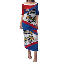 American Samoa Flag Day Family Matching Puletasi and Hawaiian Shirt Polynesian Art Geometric with Flag Brush Style