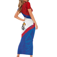 American Samoa Flag Day Family Matching Short Sleeve Bodycon Dress and Hawaiian Shirt Polynesian Art Geometric with Flag Brush Style LT03 - Polynesian Pride