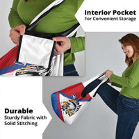 American Samoa Flag Day Grocery Bag Polynesian Art Geometric with Flag Brush Style