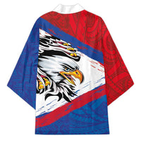 American Samoa Flag Day Kimono Polynesian Art Geometric with Flag Brush Style