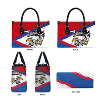 American Samoa Flag Day Leather Bag Polynesian Art Geometric with Flag Brush Style
