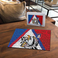 American Samoa Flag Day Puzzle Polynesian Art Geometric with Flag Brush Style