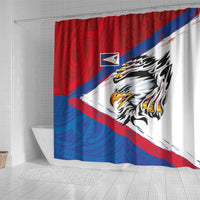 American Samoa Flag Day Shower Curtain Polynesian Art Geometric with Flag Brush Style