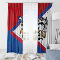 American Samoa Flag Day Window Curtain Polynesian Art Geometric with Flag Brush Style