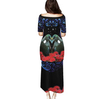 New Zealand Maori Matariki Family Matching Puletasi and Hawaiian Shirt Hongi Tui Bird Pohutukawa and Polynesia Tribal LT03 - Polynesian Pride