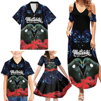 New Zealand Maori Matariki Family Matching Summer Maxi Dress and Hawaiian Shirt Hongi Tui Bird Pohutukawa and Polynesia Tribal LT03 - Polynesian Pride