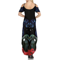 New Zealand Maori Matariki Family Matching Summer Maxi Dress and Hawaiian Shirt Hongi Tui Bird Pohutukawa and Polynesia Tribal LT03 - Polynesian Pride
