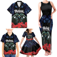 New Zealand Maori Matariki Family Matching Tank Maxi Dress and Hawaiian Shirt Hongi Tui Bird Pohutukawa and Polynesia Tribal LT03 - Polynesian Pride