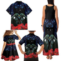 New Zealand Maori Matariki Family Matching Tank Maxi Dress and Hawaiian Shirt Hongi Tui Bird Pohutukawa and Polynesia Tribal LT03 - Polynesian Pride