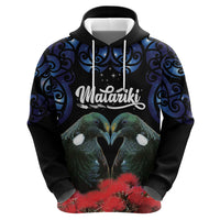 New Zealand Maori Matariki Hoodie Hongi Tui Bird Pohutukawa and Polynesia Tribal LT03 - Polynesian Pride