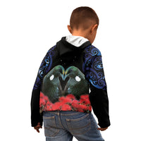New Zealand Maori Matariki Kid Hoodie Hongi Tui Bird Pohutukawa and Polynesia Tribal LT03 - Polynesian Pride