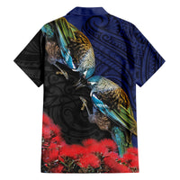 New Zealand Maori Hongi Culture Family Matching Puletasi and Hawaiian Shirt Tui Bird Pohutukawa and Polynesian Pattern