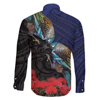 New Zealand Maori Hongi Culture Family Matching Puletasi and Hawaiian Shirt Tui Bird Pohutukawa and Polynesian Pattern
