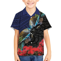 New Zealand Maori Hongi Culture Hawaiian Shirt Tui Bird Pohutukawa and Polynesian Pattern LT03 - Polynesian Pride