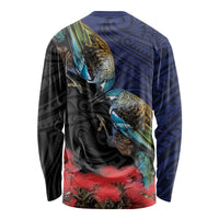 New Zealand Maori Hongi Culture Long Sleeve Shirt Tui Bird Pohutukawa and Polynesian Pattern LT03 - Polynesian Pride