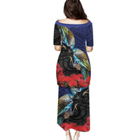 New Zealand Maori Hongi Culture Puletasi Tui Bird Pohutukawa and Polynesian Pattern LT03 - Polynesian Pride