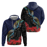 New Zealand Maori Hongi Culture Zip Hoodie Tui Bird Pohutukawa and Polynesian Pattern LT03 - Polynesian Pride