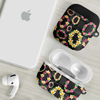 Hawaiian Kakau Tattoo Leis and Palaka Pattern AirPods Case Traditional Aloha Tribal Black Color