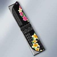 Hawaiian Kakau Tattoo Leis and Palaka Pattern Auto Sun Shade Traditional Aloha Tribal Black Color