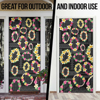 Hawaiian Kakau Tattoo Leis and Palaka Pattern Door Cover Traditional Aloha Tribal Black Color