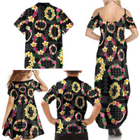 Hawaiian Kakau Tattoo Leis and Palaka Pattern Family Matching Summer Maxi Dress and Hawaiian Shirt Traditional Aloha Tribal Black Color LT03 - Polynesian Pride