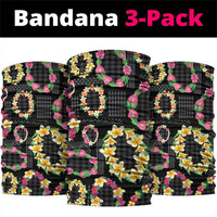 Hawaiian Kakau Tattoo Leis and Palaka Pattern Neck Gaiter Traditional Aloha Tribal Black Color