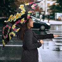 Hawaiian Kakau Tattoo Leis and Palaka Pattern Umbrella Traditional Aloha Tribal Black Color