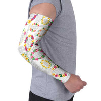 Hawaiian Kakau Tattoo Leis and Palaka Pattern Arm Sleeves Traditional Aloha Tribal White Color