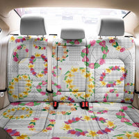 Hawaiian Kakau Tattoo Leis and Palaka Pattern Back Car Seat Cover Traditional Aloha Tribal White Color