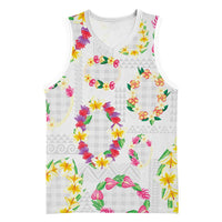 Hawaiian Kakau Tattoo Leis and Palaka Pattern Basketball Jersey Traditional Aloha Tribal White Color