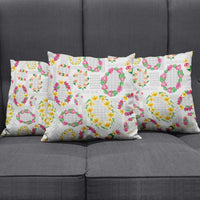 Hawaiian Kakau Tattoo Leis and Palaka Pattern Pillow Cover Traditional Aloha Tribal White Color