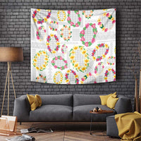 Hawaiian Kakau Tattoo Leis and Palaka Pattern Tapestry Traditional Aloha Tribal White Color