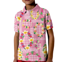 Hawaiian Leis Kid Polo Shirt Kakau Tattoos and Palaka Pastel Pink Color