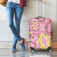 Hawaiian Leis Luggage Cover Kakau Tattoos and Palaka Pastel Pink Color