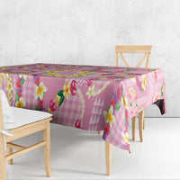 Hawaiian Leis Tablecloth Kakau Tattoos and Palaka Pastel Pink Color