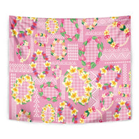 Hawaiian Leis Tapestry Kakau Tattoos and Palaka Pastel Pink Color