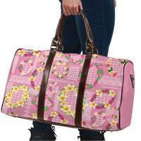 Hawaiian Leis Travel Bag Kakau Tattoos and Palaka Pastel Pink Color