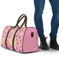 Hawaiian Leis Travel Bag Kakau Tattoos and Palaka Pastel Pink Color