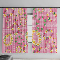 Hawaiian Leis Window Curtain Kakau Tattoos and Palaka Pastel Pink Color