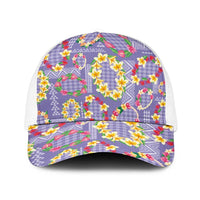 Hawaiian Leis Baseball Net Cap Kakau Tattoos and Palaka Pastel Purple Color