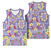 Hawaiian Leis Basketball Jersey Kakau Tattoos and Palaka Pastel Purple Color