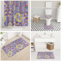 Hawaiian Leis Bathroom Set Kakau Tattoos and Palaka Pastel Purple Color